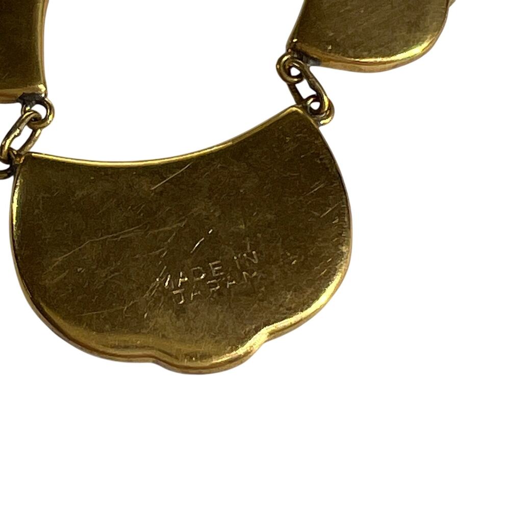 Vintage Japanese Damascene Landscape Fan Bib Statement Necklace Made In Japan - Picture 11 of 14